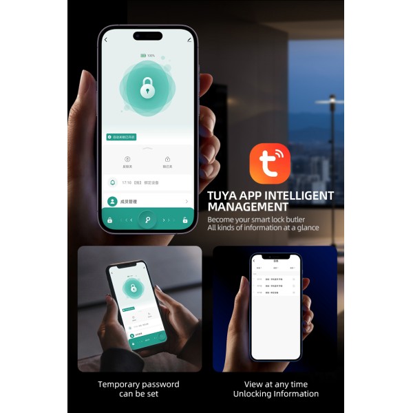 YAGU NEO Aluminum Alloy Biometric Wood Door Digital Fingerprint Lock With Camera Keyless Biometric Lock for Home Security TUYA
