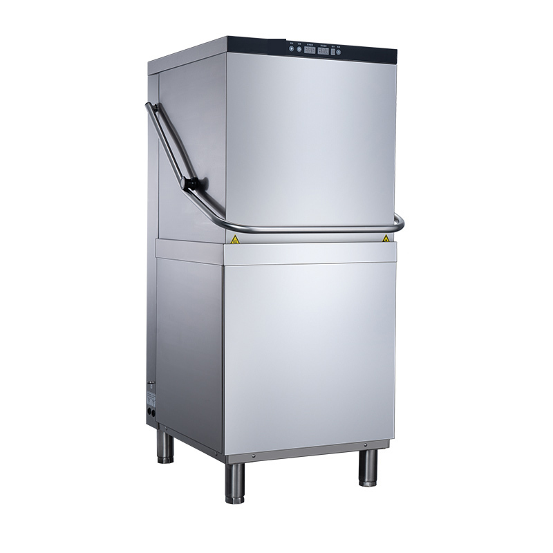 Commercial Hood Type Dishwasher with High Temperature Washing and Stainless Steel Construction for Compact Kitchen Spaces