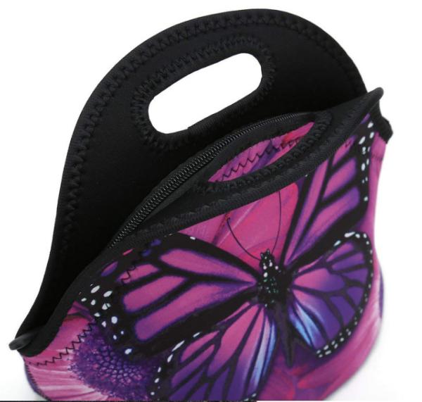 Butterfly Design Waterproof Neoprene Cooler Bag SBR Insulated Lady Tote Customized