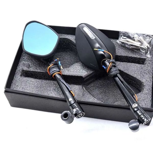 Black Custom CNC Aluminium LED Light Rearview Mirror Side Mirrors for Electric Scooter