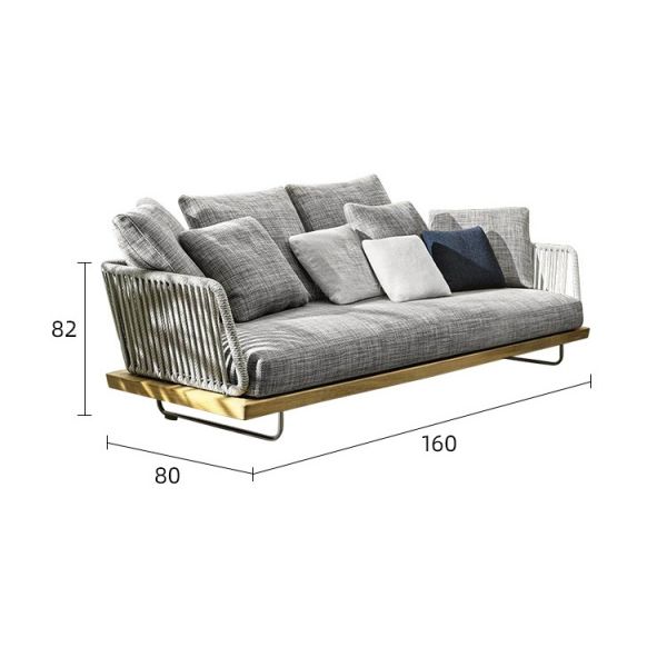 Modern Patio Sectional Outdoor Furniture with Cushioned Rattan Sofa Bed in Bali Style