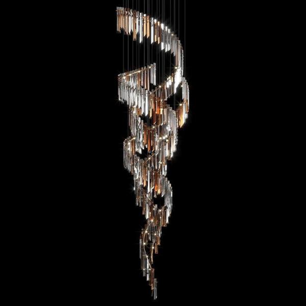 Warm 3000K Chandelier In Copper With Clear Glass For Hotel Interior Furniture