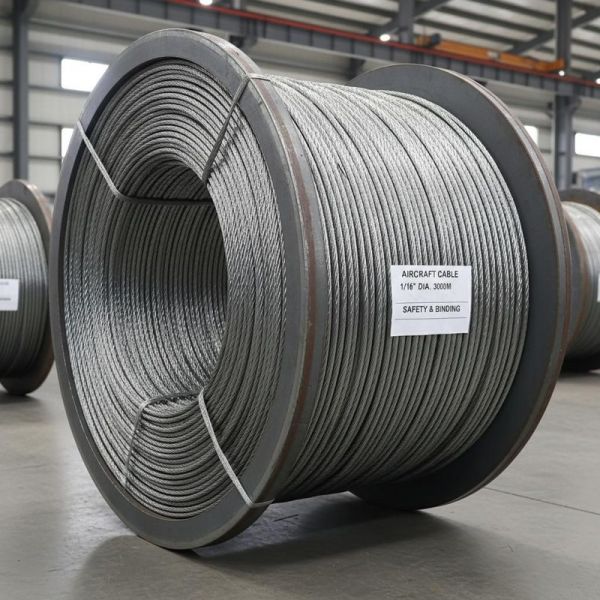 Galvanized Steel Aircraft Cable 1/16 Diameter 3000m Length with 1770 MPa Tensile Strength for Safety Protection