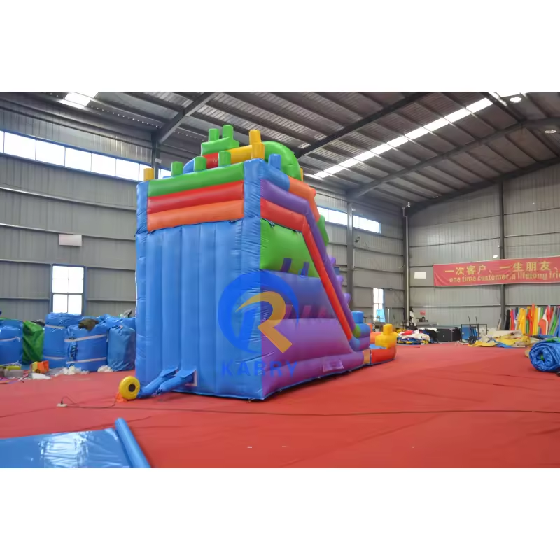 16' Building Blocks Wet/Dry Inflatable Water Slide Bounce House Combo for Family Play