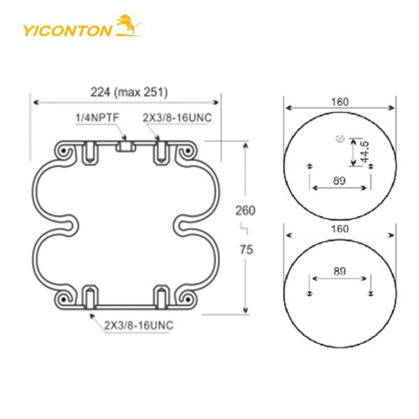 Hendrickson S-8768 45843-3 W01-358-6910 Bus Air Spring Doubl Convoluted Air Spring