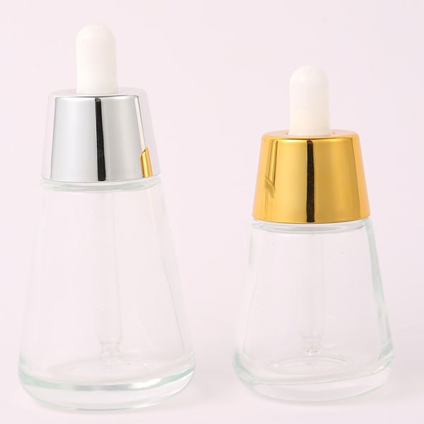 Water Shape 1oz Hair Oil Glass Empty Dropper Bottles Cosmetic Essential Oil Bottle