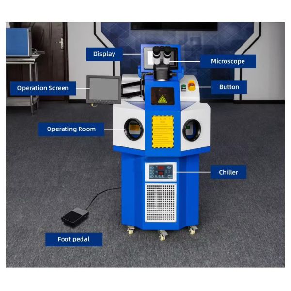 WELDING 200w Jewelry Laser Repairing Machine for Gold and Silver Goldsmiths Dental Lab Glasses Metal Mold 130 KG Weight