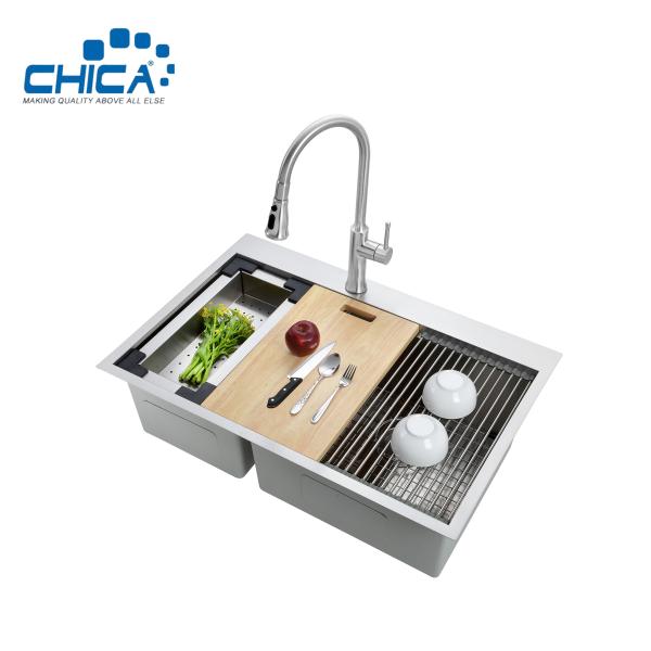 304 Stainless Steel Sheet Handmade House Kitchen Sinks Double Bowl Kitchen Sinks For House