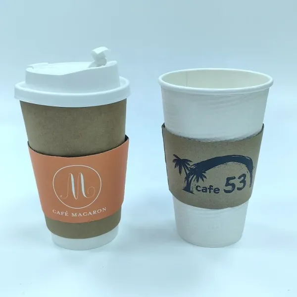 12oz White Paper Cup Sleeve with Button