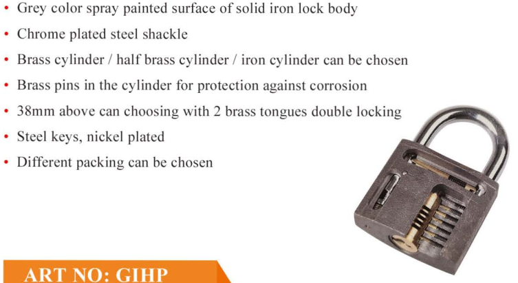 Grey Iron Padlock ( Heavy Duty ) All Sizes High Security Padlock Household Type