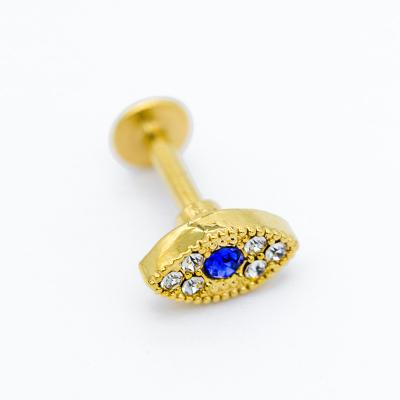 A joia vertical de aço cirúrgica 8mm Labret chapeado ouro de Labret enche