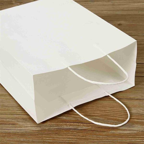 160gsm Custom Printed White Brown Kraft Bags Bulk With Handles 8x4x10