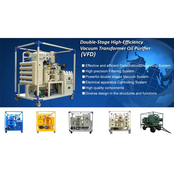 Mobile Double-Stage Vacuum Oil Purifier 600-18000LPH Flow Rate 75KV Dielectric Strength Recovery