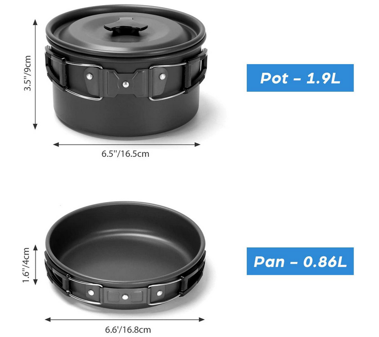 Портативный на открытом воздухе Cookware установил для располагаться лагерем 2-3 людей
