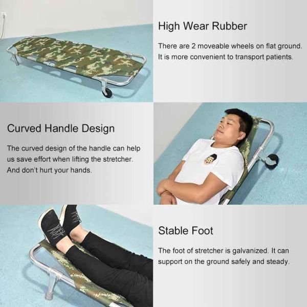 Evacuación de emergencias de pacientes con camillas plegables carretillas pequeñas ruedas 185cm × 48cm × 21cm