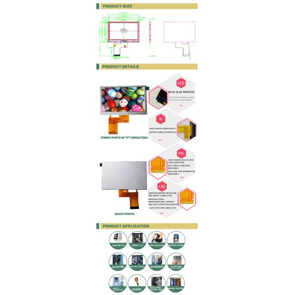 4.3inch Horizontal TFT LCD Panel With Resistive Capacitive Touch Screen