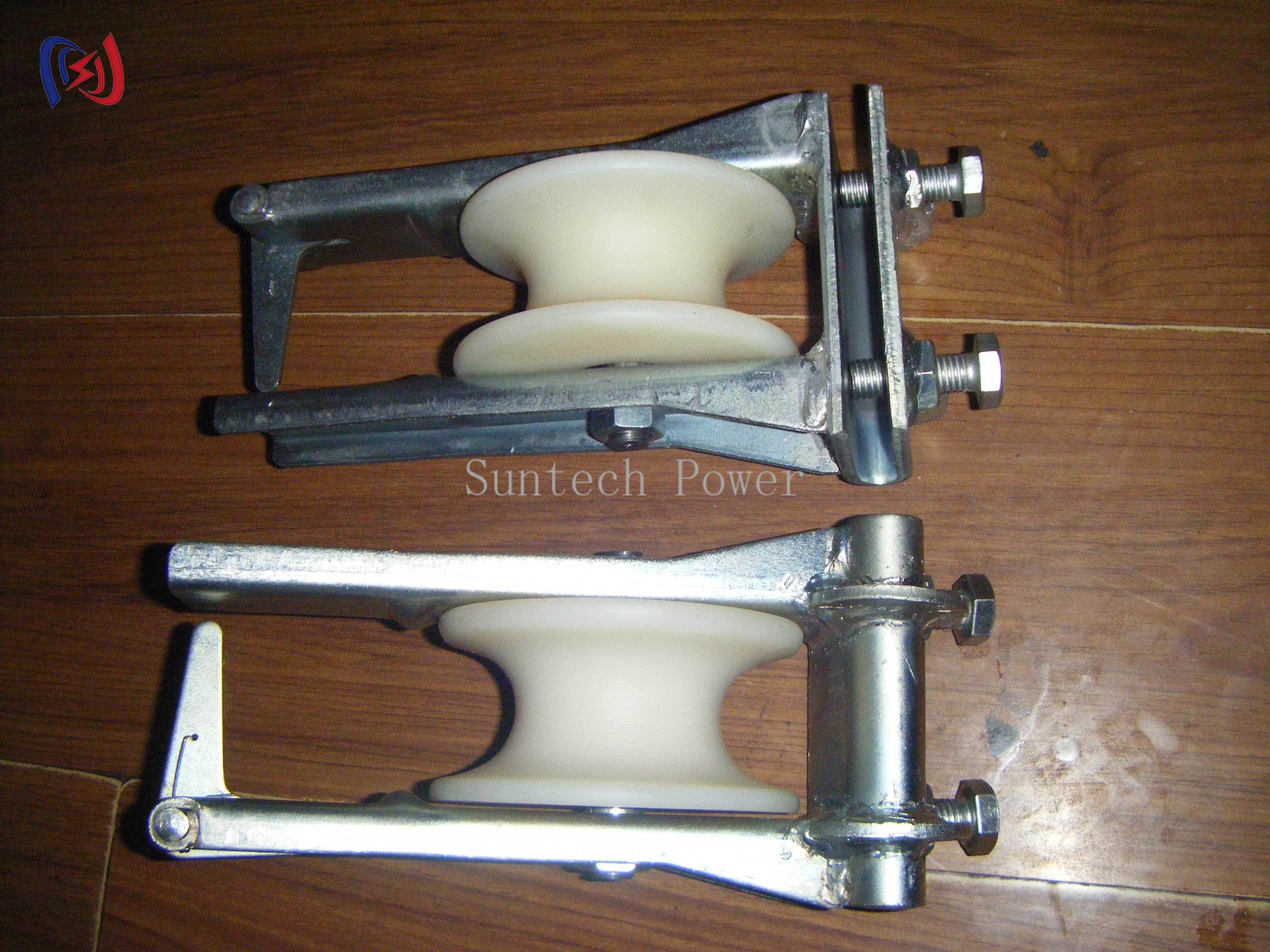Double Sheave Stringing Block for 25-400mm Conductors with 5-20KN Load and Galvanized Steel Frame
