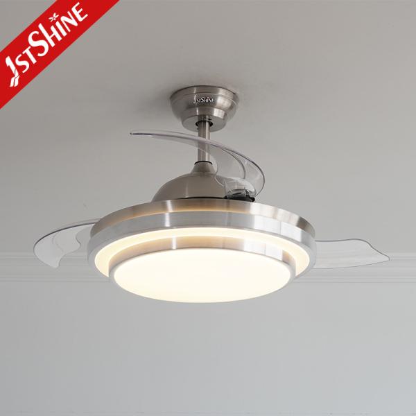 Retractable Blades LED Ceiling Fan with Remote Control and 42 Inch Acrylic Lampshade