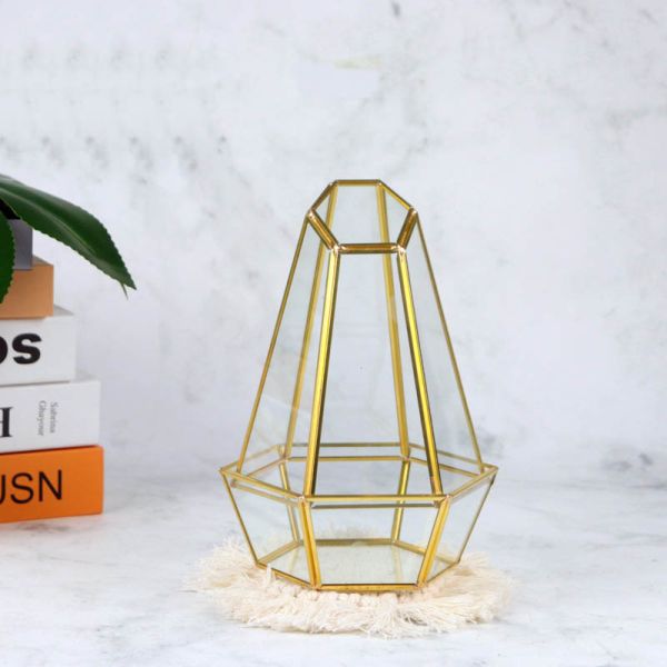 Bevel top glass garden spot hexagonal succulent flower container micro landscape flower pot glass ornaments