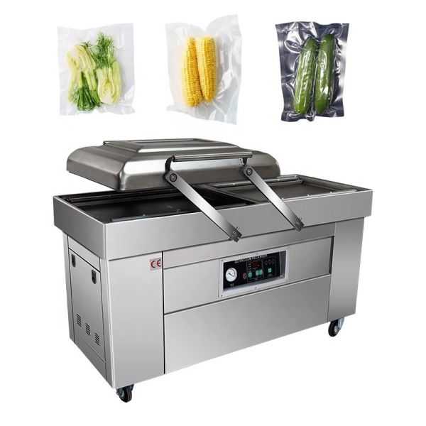 Double Chamber Meat Rice Snack Fish Food Sealer Bag Gas Flush Vacuum Packing Machine