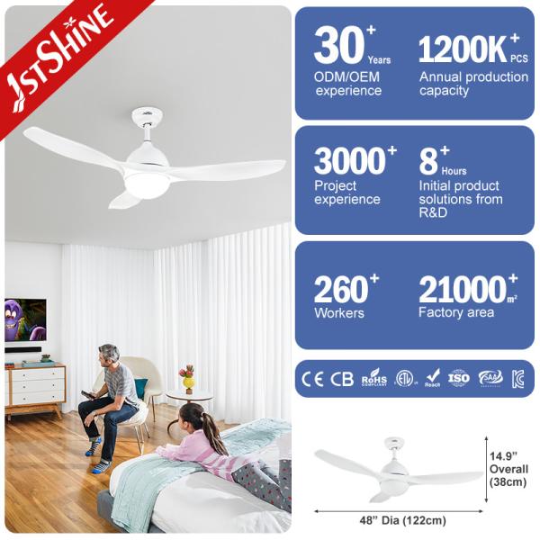 CCC Certified 1stshine White 220V DC Motor 6 Speeds Remote Control LED Ceiling Fan for Home Office