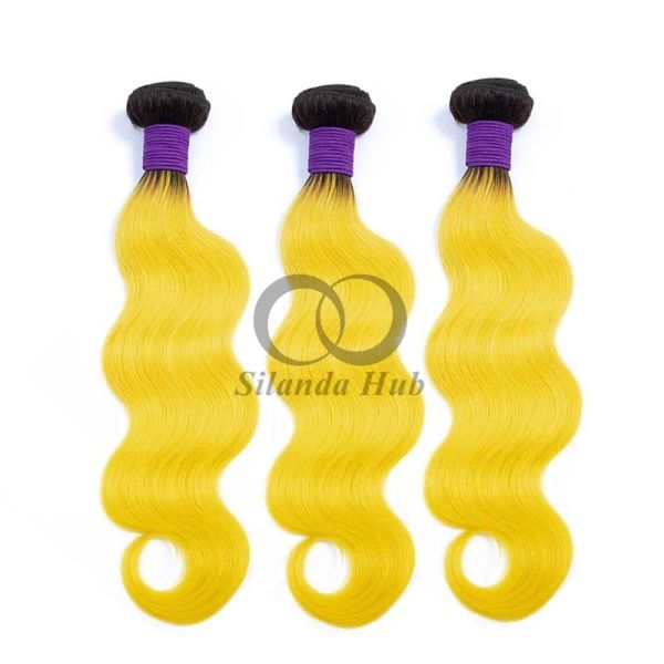 #T1B/Yellow Body Wave Remy Human Hair Bundles Sew In Weave Bundles Brazilian Bundle Deals