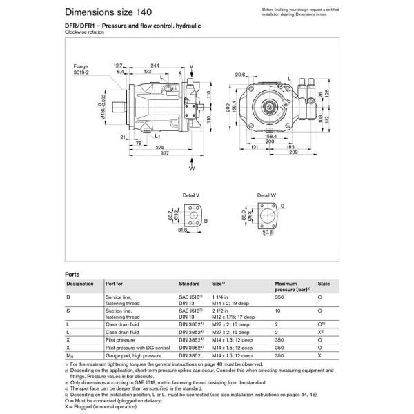 A10VSO140 A10VO140 Гидравлический насос Rexroth A10VSO140DFR1/31R-VPA12N00 Высокое давление Низкий шум