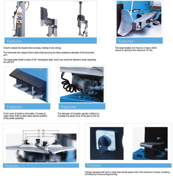 1040mm Tire Changing Equipment For Tubeless Tire And Run Flat Tire
