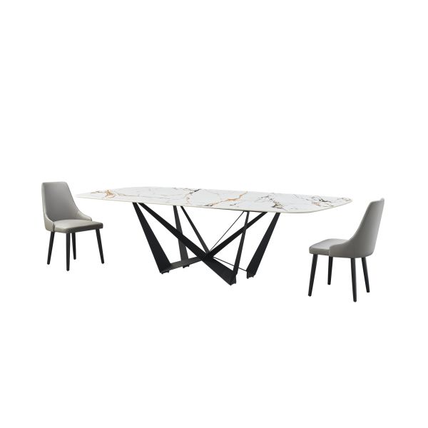 Custom Modern Light Luxury Metal Legs Ceramic Tabletop Sintered Stone Dining Room Furniture Marble Dining Table Modern Dining Table Set