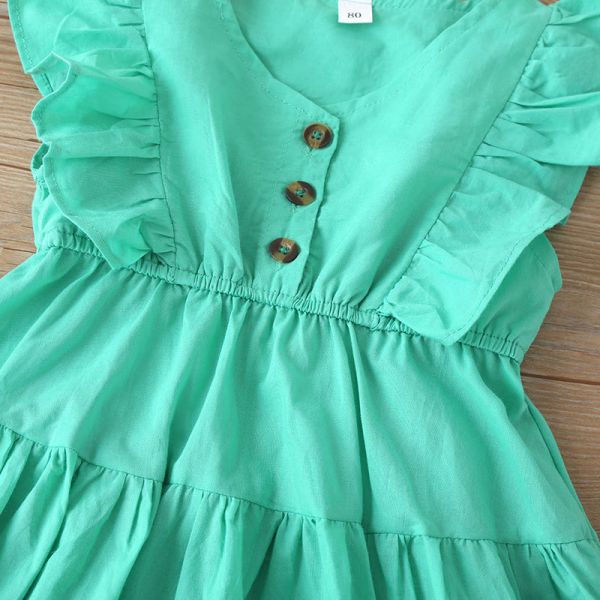 Summer Children'S Clothing Dress Children'S Solid Color Suspender Pleated Dress