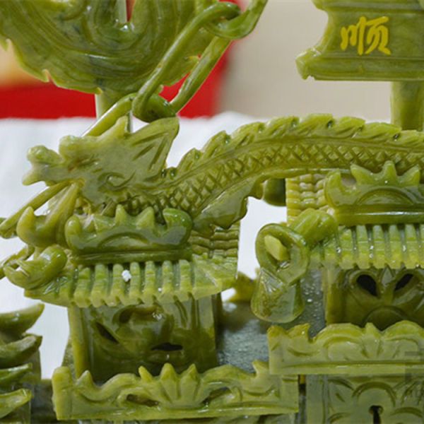 Beautifully Carved Jade Boat for Home Decoration and Business Gift