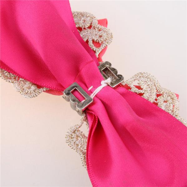 Satin Ribbon Bow Toddler Girl Baby Hair Accessories Pink Color With Crochet Flower