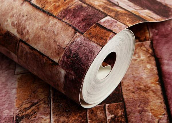 Removable 3D Brick Effect Wallpaper , Living Room Wall Covering with 0.53*10M size