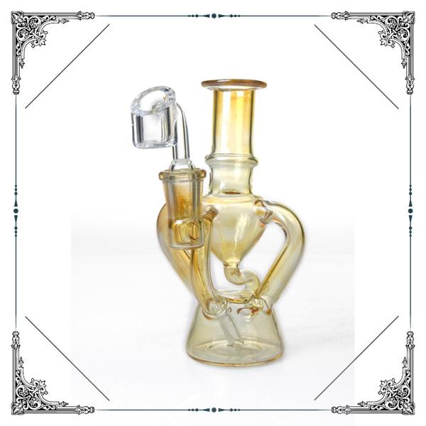 Mini Dab Oil rig Glass Recycler Bong With Quartz Banger 14.4mm Joint Pipe