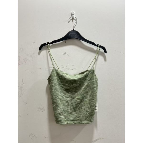 Space Dye Cowl Neck Cami Top - Thin Spaghetti Straps (Beige / Brown / Green)