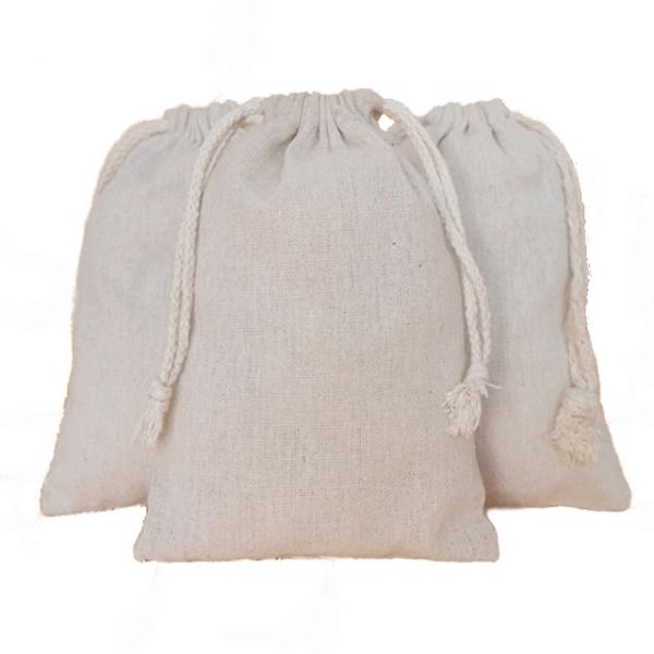15*17cm Reusable Canvas Drawstring Bags Pocket For Gift Jewelry