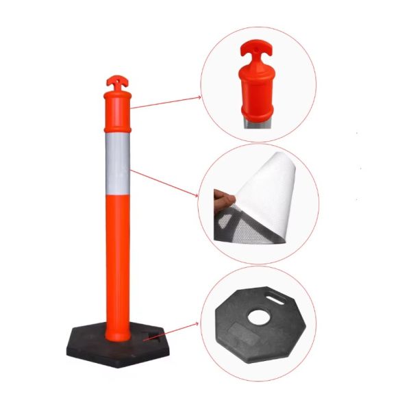 Durable Polyethylene Traffic Warning Post with Reflective Tape and 1150mm Height for Road Safety