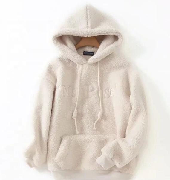 Unisex Fleece xxxl Sherpa Fur Lined Hoodie Embroidery Warm Fluffy Hoodie