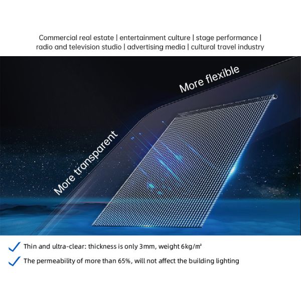 Transparent Led Film Screen Adhesive Flexible Thin and HD to the Installation Environment of the Project Any Shape