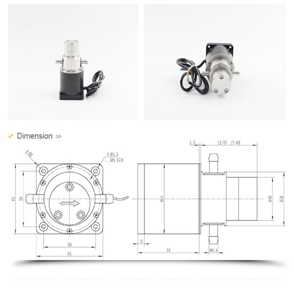 FLOWDRIFT DC Electric Brushless Motor Magnetic Drive Hi-Pressure Stainless Steel Gear Pump KGP-06F