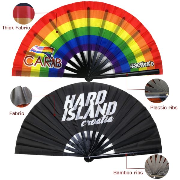 [I Am Your Fans]Hot Sale RTS Plain Fabric Large Kungfu Fan With Plastic and Bamboo Ribs for Party Decoration and Dance