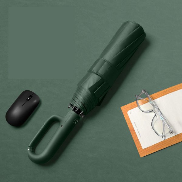 Three-Fold Umbrella with Automatic Folding and Customized Logo Printing on Pongee Panel