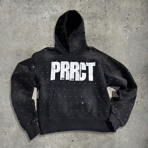 Oversized Rhinestone Custom Hoodies Jacket For Men Rhinestone Screen French Terry Vintage Sun Faded Cropped Boxy