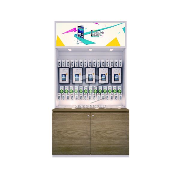 Wood Grain Veneer Mobile Phone Display Showcase Furniture Engraving