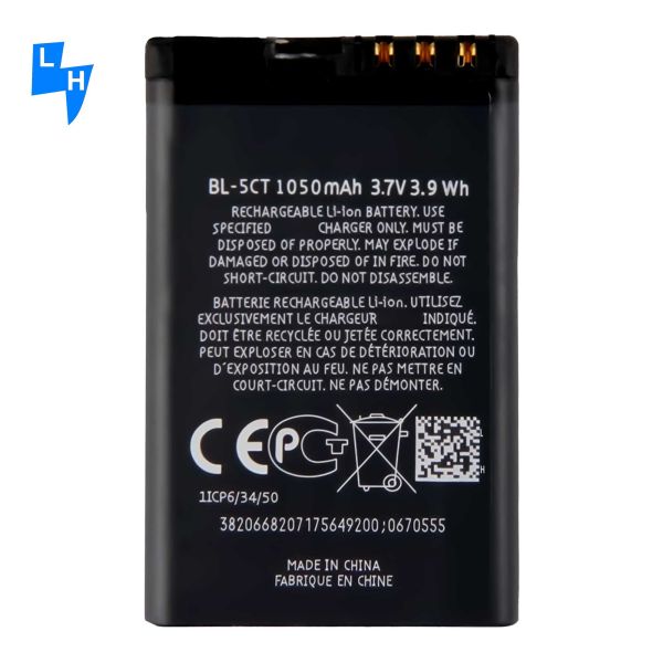 1050mAh BL-5CT Batería de iones de litio para C5 5MP C6-01 RM-776 Smartphone Performance mejorada