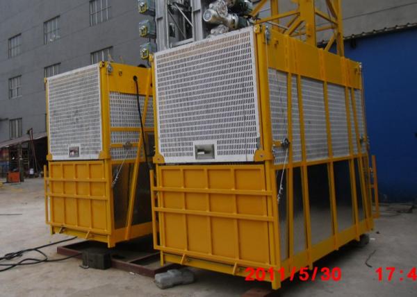 Building Goods Hoist Lift Customized Painted Twin Cage , Gantry Hoists