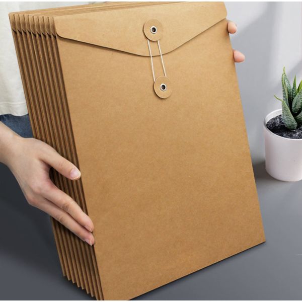 Brown C4 Gusset Envelopes Kraft Paper Document Bag With Button Closure