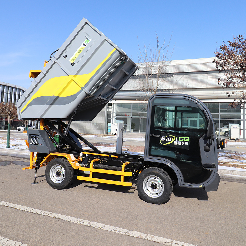 Electric Four‑Wheel Rear‑Loading Garbage Transfer Truck with Bin Lifting & Self‑Loading Function