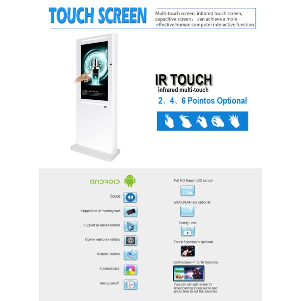 Photo Booth Lcd Interactive Touch Screen Kiosk Totem Floor Stand 43 Inch Support Multi Touch