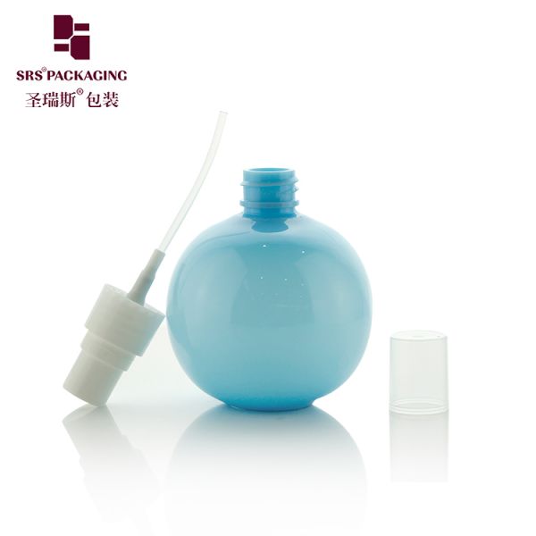 Q150H78N20 Cute Ball Shape Custom Blue Color PET Plastic Sprayer Bottle With Fine Mist For Perfume
